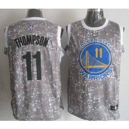 NBA Warriors 11 Klay Thompson Gray City Luminous Men Jersey