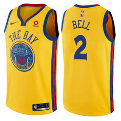 NBA Warriors 2 Jordan Bell Gold City Edition Nike Men Jersey