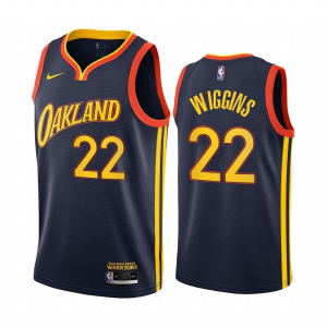 NBA Warriors 22 Wiggins Navy Nike Men Jersey