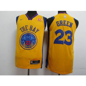 NBA Warriors 23 Draymond Green Gold City Edition Nike Men Jersey
