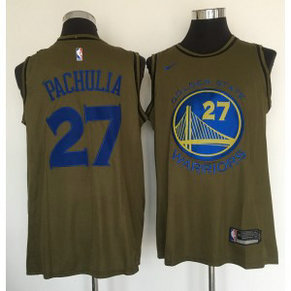 NBA Warriors 27 Zaza Pachulia Olive Nike Swingman Men Jersey