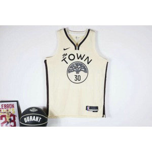 NBA Warriors 30 Curry Cream City Nike Men Jersey