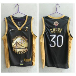 NBA Warriors 30 Curry MVP Black Gold Nike Men Jersey