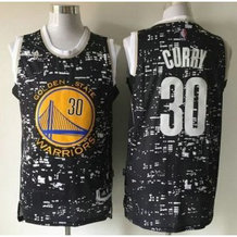 NBA Warriors 30 Stephen Curry Black City Light Men Jersey