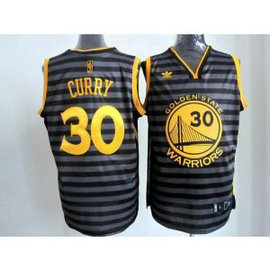 NBA Warriors 30 Stephen Curry Black Grey Groove Men Jersey