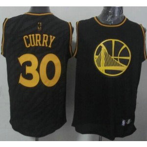 NBA Warriors 30 Stephen Curry Black Precious Metals Men Jersey