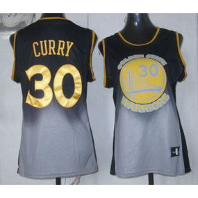 NBA Warriors 30 Stephen Curry Black With Fadeaway Women Jersey
