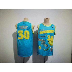 NBA Warriors 30 Stephen Curry Blue Throwback Men Jersey