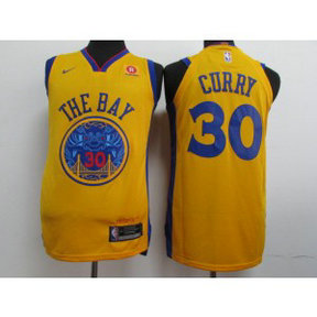 NBA Warriors 30 Stephen Curry Gold City Edition Nike Men Jersey