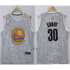 NBA Warriors 30 Stephen Curry Grey City Light Men Jersey