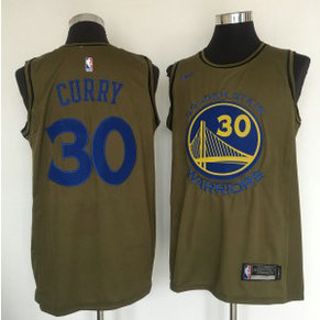 NBA Warriors 30 Stephen Curry Olive Nike Swingman Men Jersey
