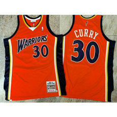 NBA Warriors 30 Stephen Curry Orange 2009-10 Hardwood Classics Men Jersey