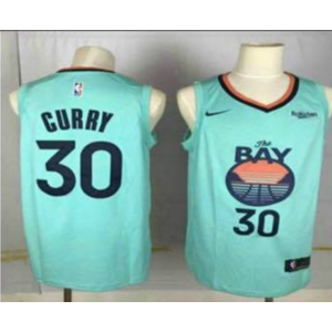 NBA Warriors 30 Stephen Curry The Bay Light Blue Men Jersey