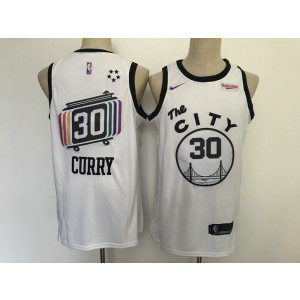 NBA Warriors 30 Stephen Curry White Nike Men Jersey 1