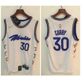 NBA Warriors 30 Stephen Curry White Nike Men Jersey