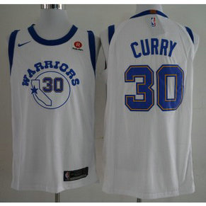NBA Warriors 30 Stephen Curry White Nike Throwback Men Jersey