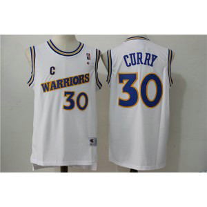 NBA Warriors 30 Stephen Curry White Throwback Men Jersey