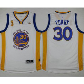NBA Warriors 30 Stephen Curry White Trophy Banner Champions Men Jersey