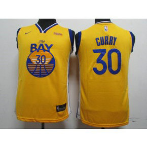 NBA Warriors 30 Stephen Curry Yellow 2020 New Nike Youth Jersey
