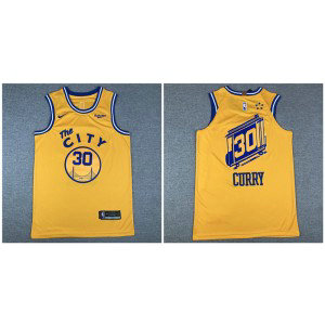 NBA Warriors 30 Stephen Curry Yellow City Edition Nike Men Jersey