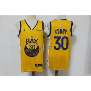 NBA Warriors 30 Stephen Curry Yellow Jordan Brand Men Jersey