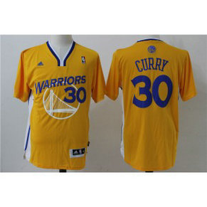 NBA Warriors 30 Stephen Curry Yellow Short Sleeve Swingman Men Jersey