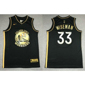 NBA Warriors 33 James Wiseman Black Gold Men Jersey