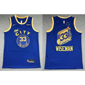 NBA Warriors 33 James Wiseman Blue Men Jersey