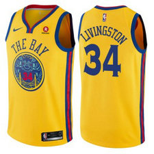 NBA Warriors 34 Shaun Livingston Gold City Edition Nike Men Jersey