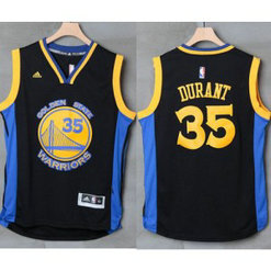 NBA Warriors 35 Kevin Durant Black Blue Men Jersey