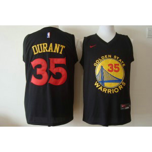 NBA Warriors 35 Kevin Durant Black Nike Men Jersey 1