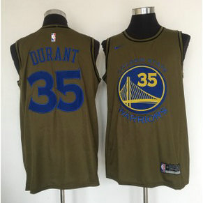 NBA Warriors 35 Kevin Durant Olive Nike Swingman Men Jersey
