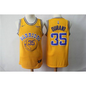 NBA Warriors 35 Kevin Durant Yellow Nike Men New Jersey