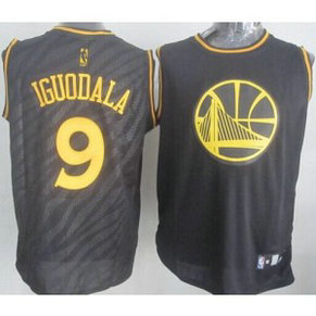 NBA Warriors 9 Andre Iguodala Black Precious Metals Men Jersey