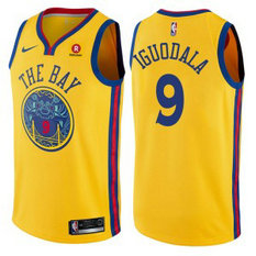 NBA Warriors 9 Andre Iguodala Gold City Edition Nike Men Jersey