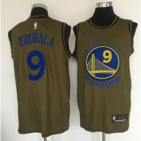 NBA Warriors 9 Andre Iguodala Olive Nike Swingman Men Jersey