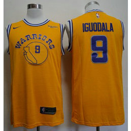 NBA Warriors 9 Andre Iguodala Yellow Nike Men New Jersey
