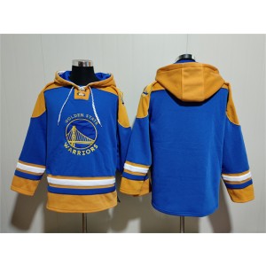 NBA Warriors Blank Blue Yellow Lace-Up Pullover Hoodie