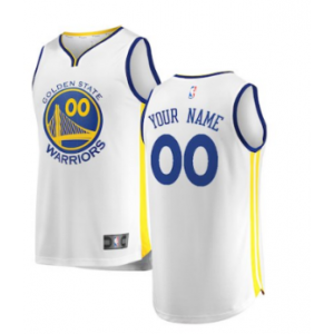 NBA Warriors Customized White Fanatics Branded Youth Jersey