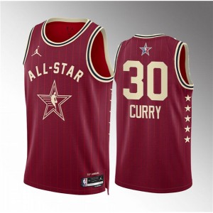 NBA Warrios 30 Stephen Curry Crimson 2024 All Star Jordan Men Jersey