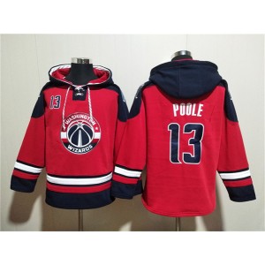 NBA Wizards 13 Jordan Poole Red Navy Lace-Up Pullover Hoodie