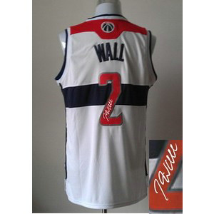 NBA Wizards 2 John Wall White Autographed Men Jersey