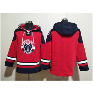 NBA Wizards Blank Red Navy Lace-Up Pullover Hoodie