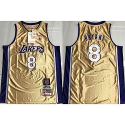 NBA lakers 8 kobe hall of fame Gold Men Jersey