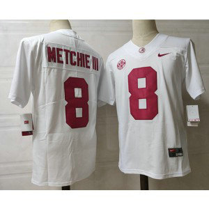 NCAA Alabama Crimson 8 Metchie III White Vapor Limited Men Jersey