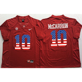 NCAA Alabama Crimson Tide 10 AJ McCarron Red USA Flag Men Jersey