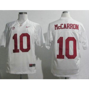 NCAA Alabama Crimson Tide 10 AJ McCarron White SEC Patch Men Jersey