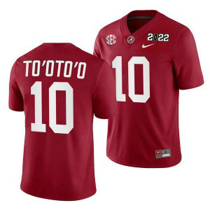 NCAA Alabama Crimson Tide 10 Henry To'oTo'o 2022 Patch Red College Football Limited Men Jersey