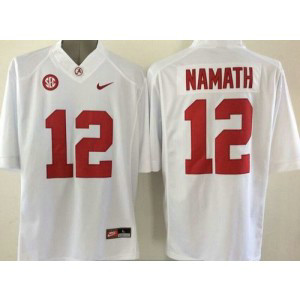 NCAA Alabama Crimson Tide 12 Joe Namath White Men Jersey