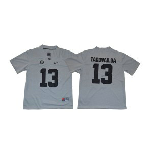 NCAA Alabama Crimson Tide 13 Tua Tagovailoa Gray Football Men Jersey